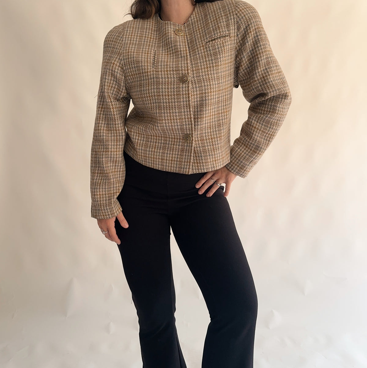 blazer vintage curto de lã (L)