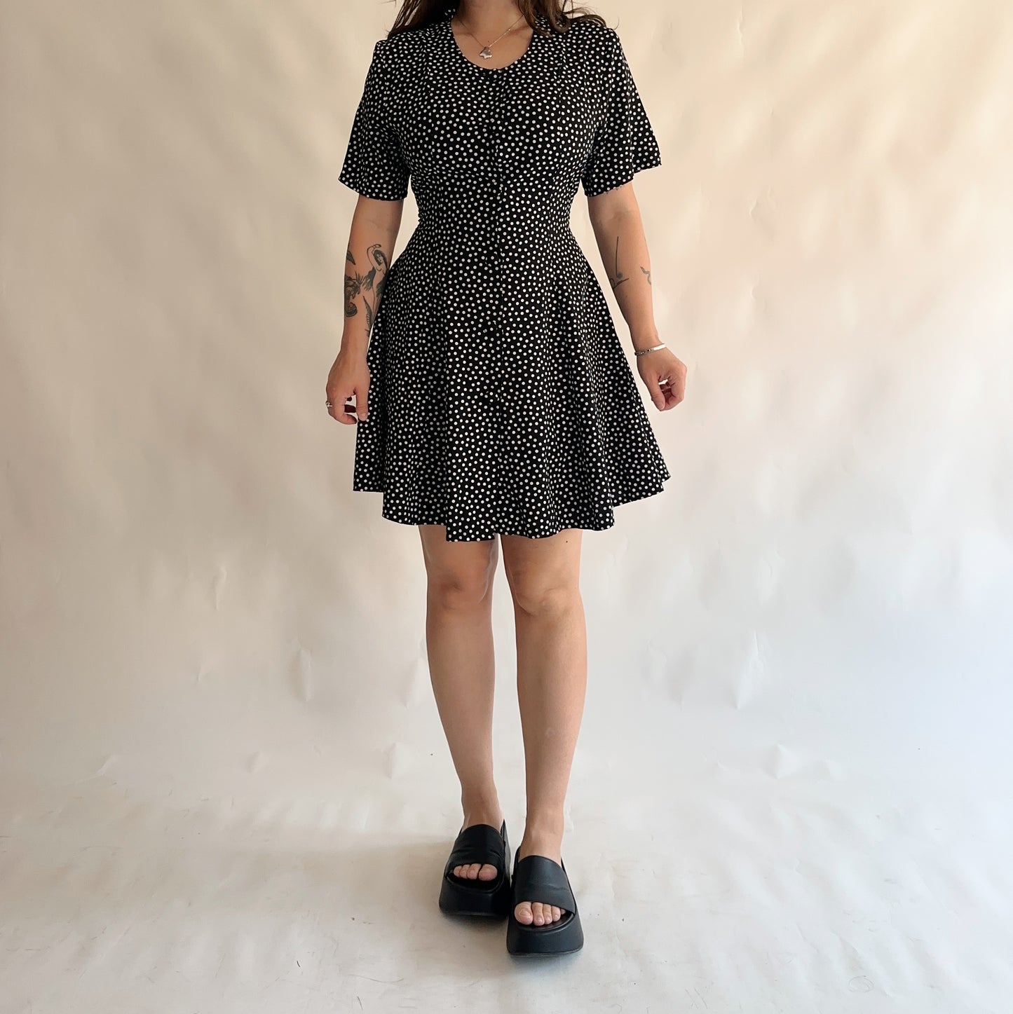 vestido vintage 90s polkadot (M-L)