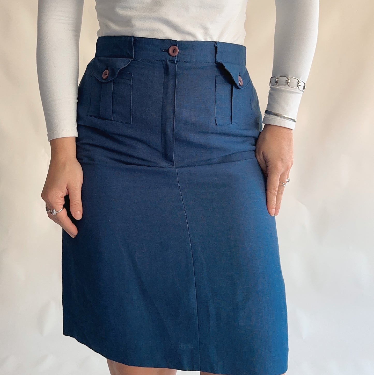 Vintage Linen + Viscose Skirt (L)