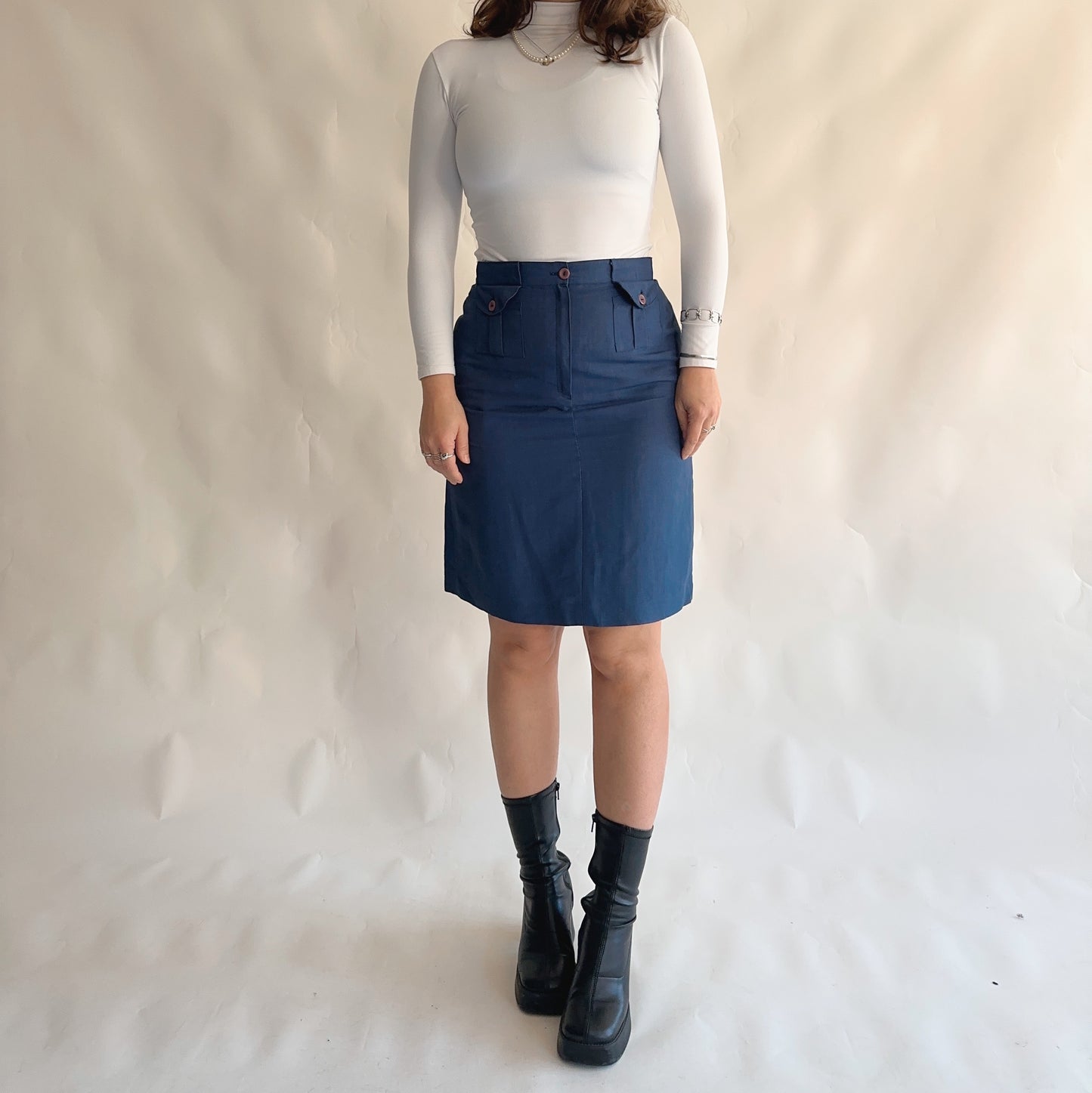Vintage Linen + Viscose Skirt (L)