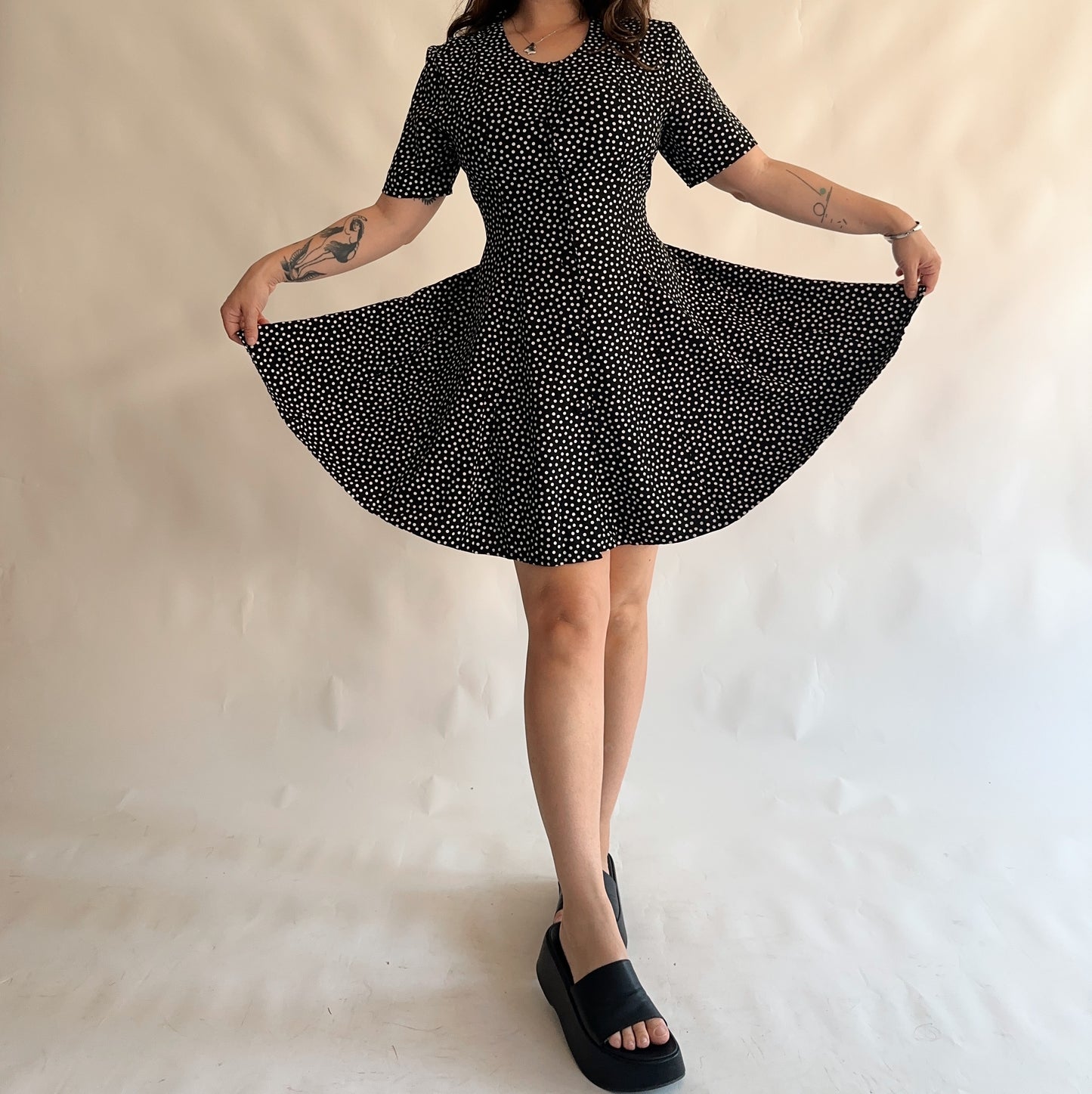 vestido vintage 90s polkadot (M-L)