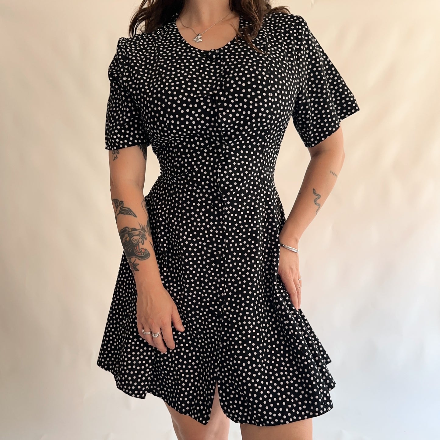 vestido vintage 90s polkadot (M-L)