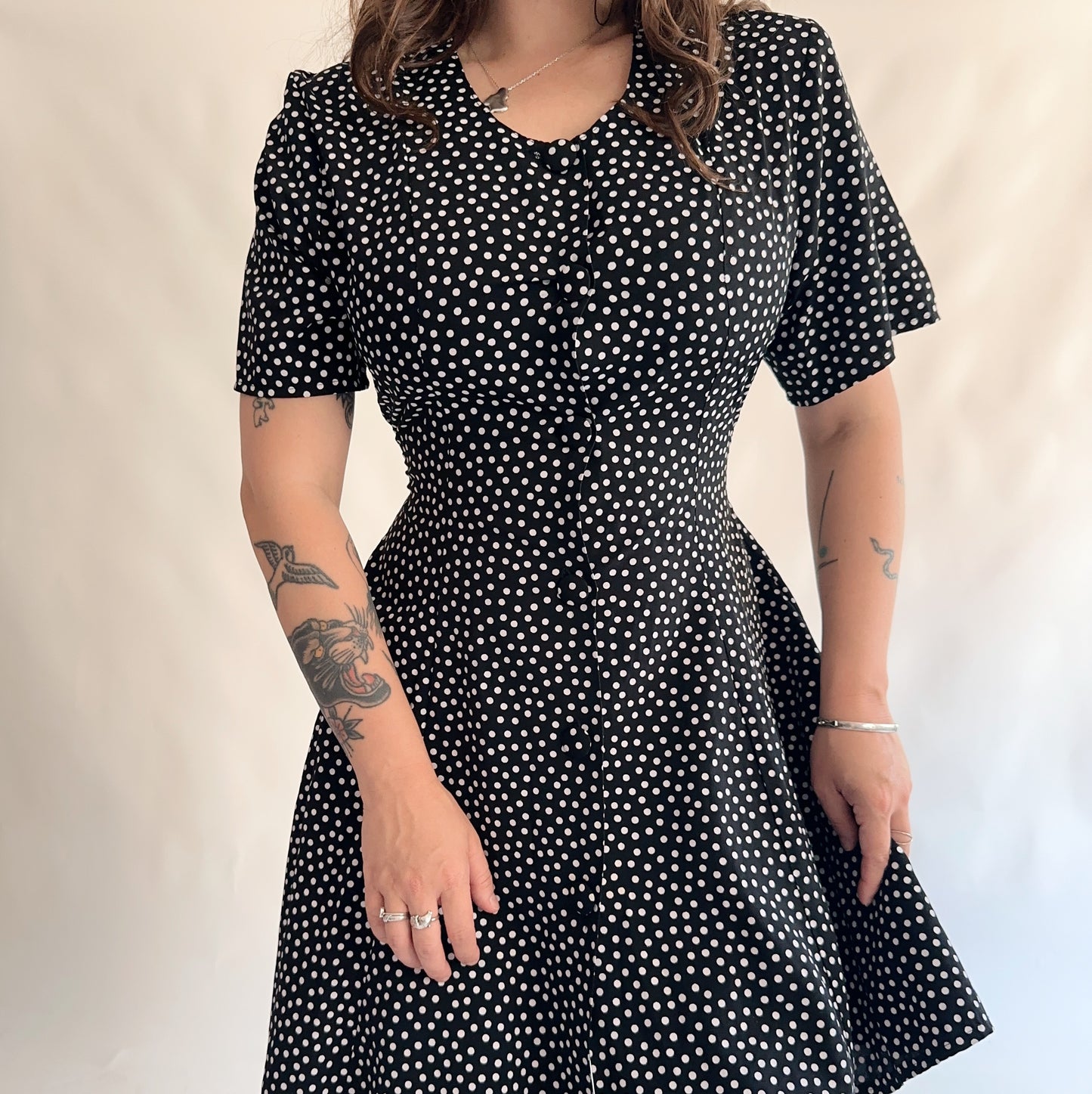 vestido vintage 90s polkadot (M-L)