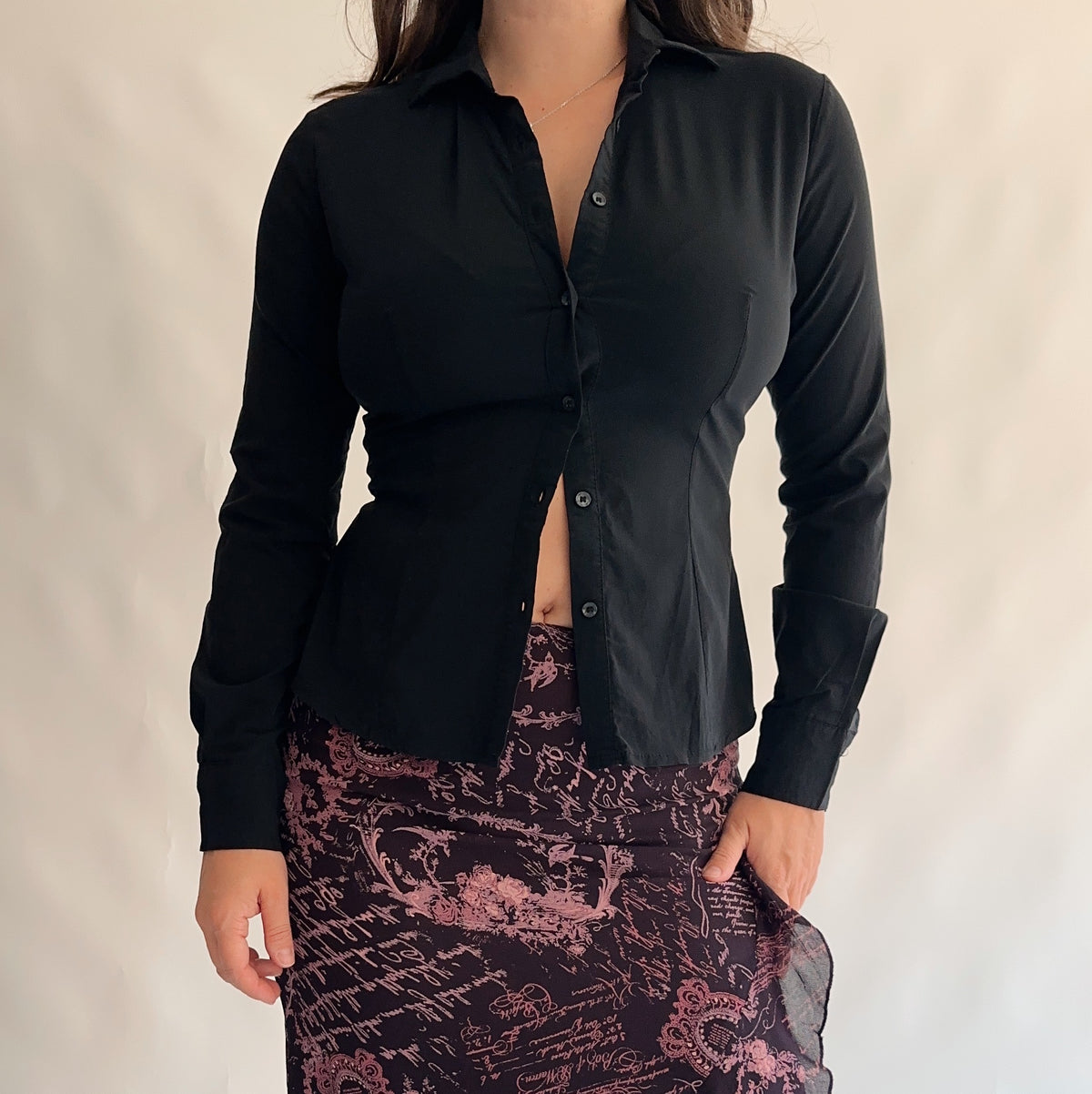 camisa vintage preta y2k (L)