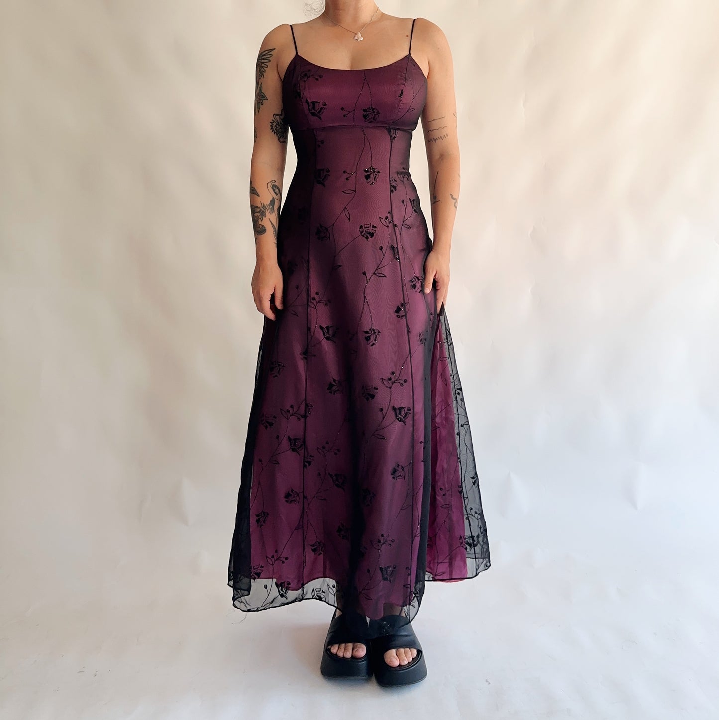 vestido vintage maxi gótico 90s