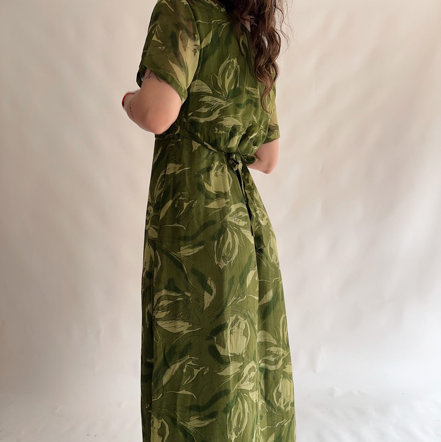 vestido vintage longo floral (M-L)