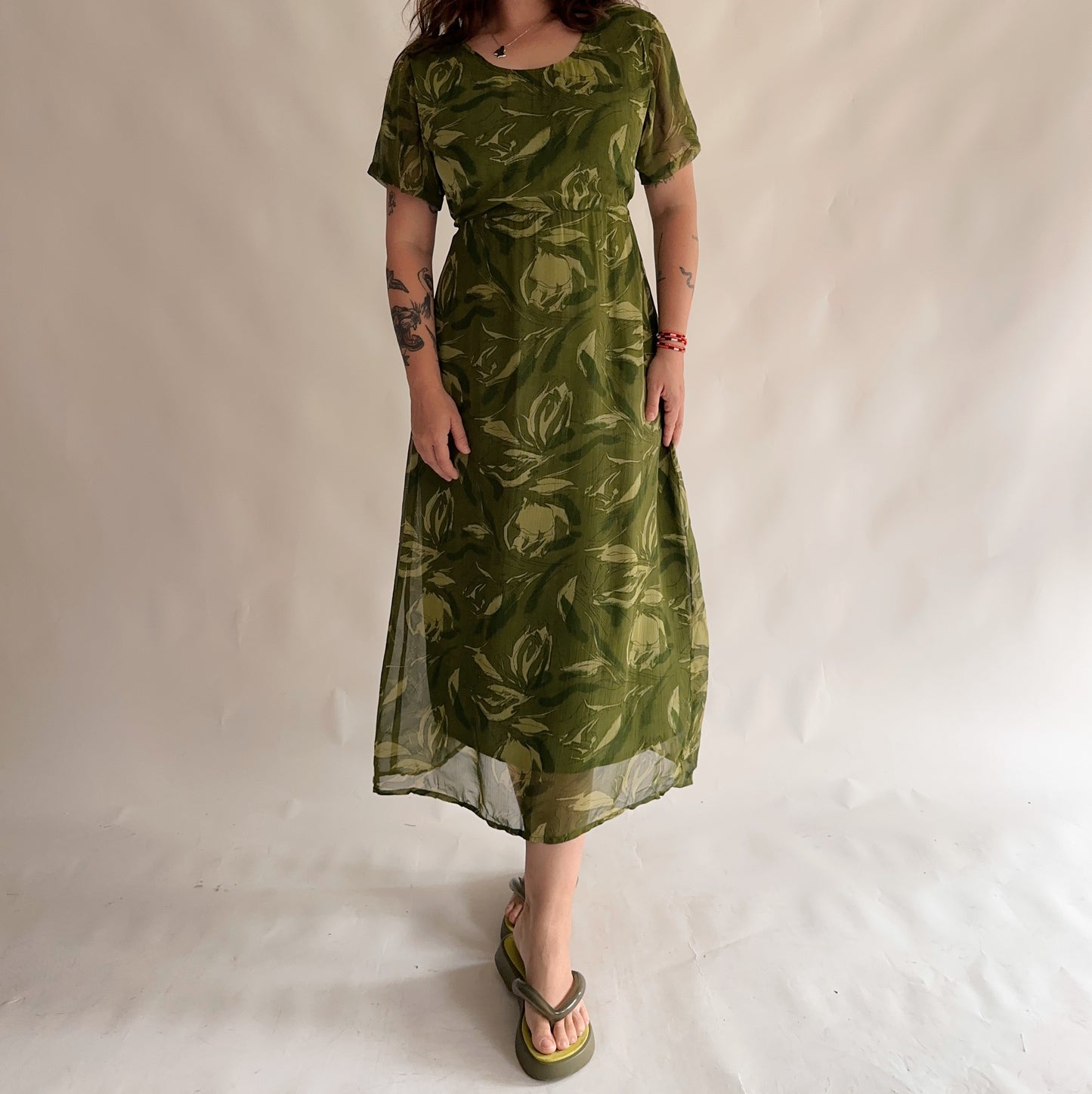 vestido vintage longo floral (M-L)