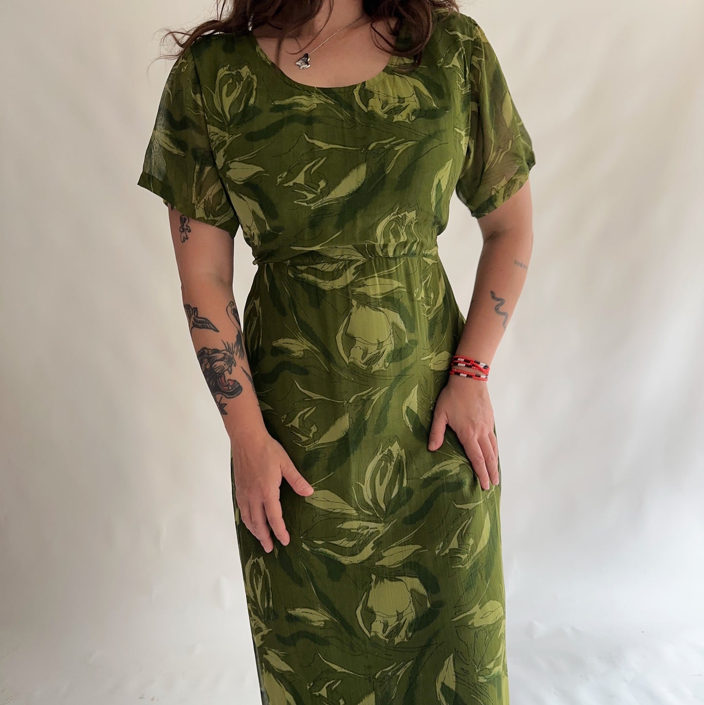 vestido vintage longo floral (M-L)