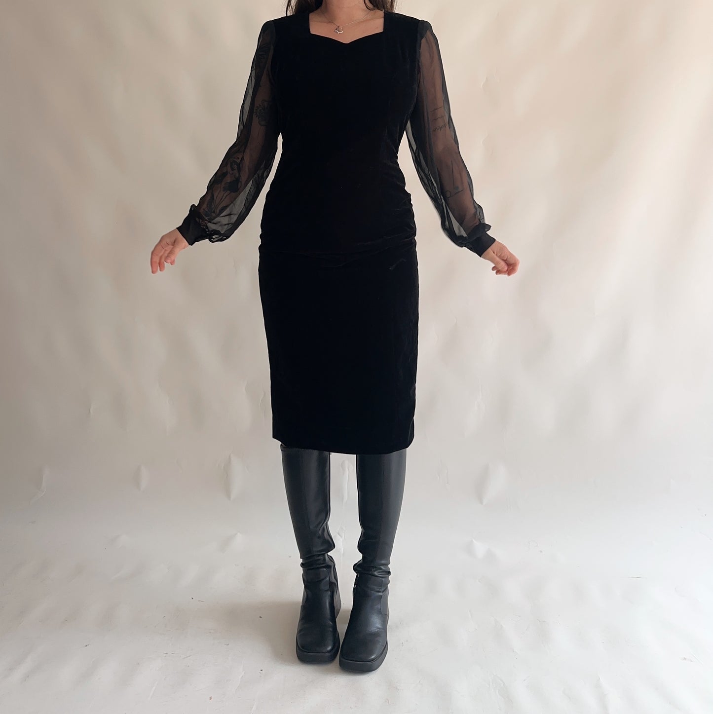 vestido vintage veludo anos 80s (L)