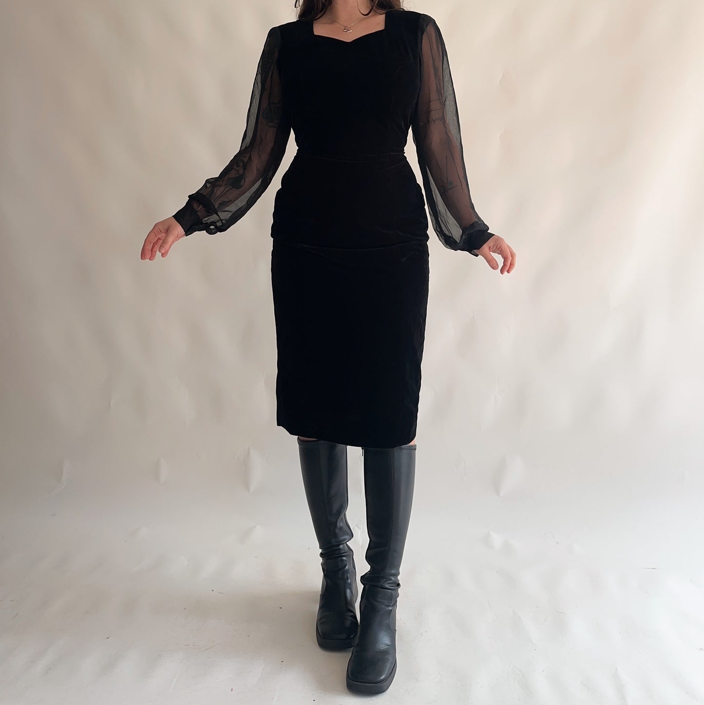 vestido vintage veludo anos 80s (L)