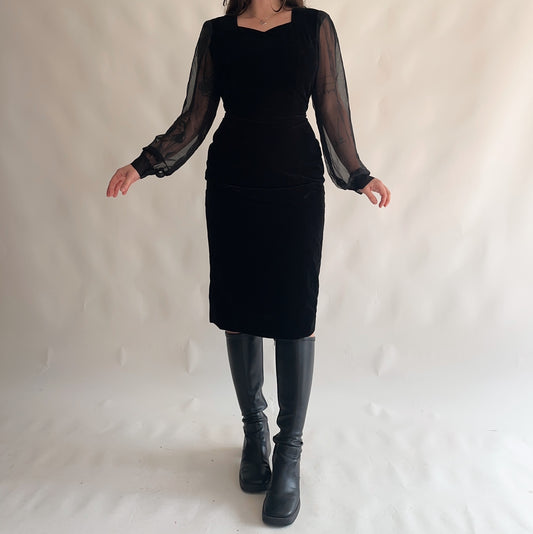 vestido vintage veludo anos 80s (L)