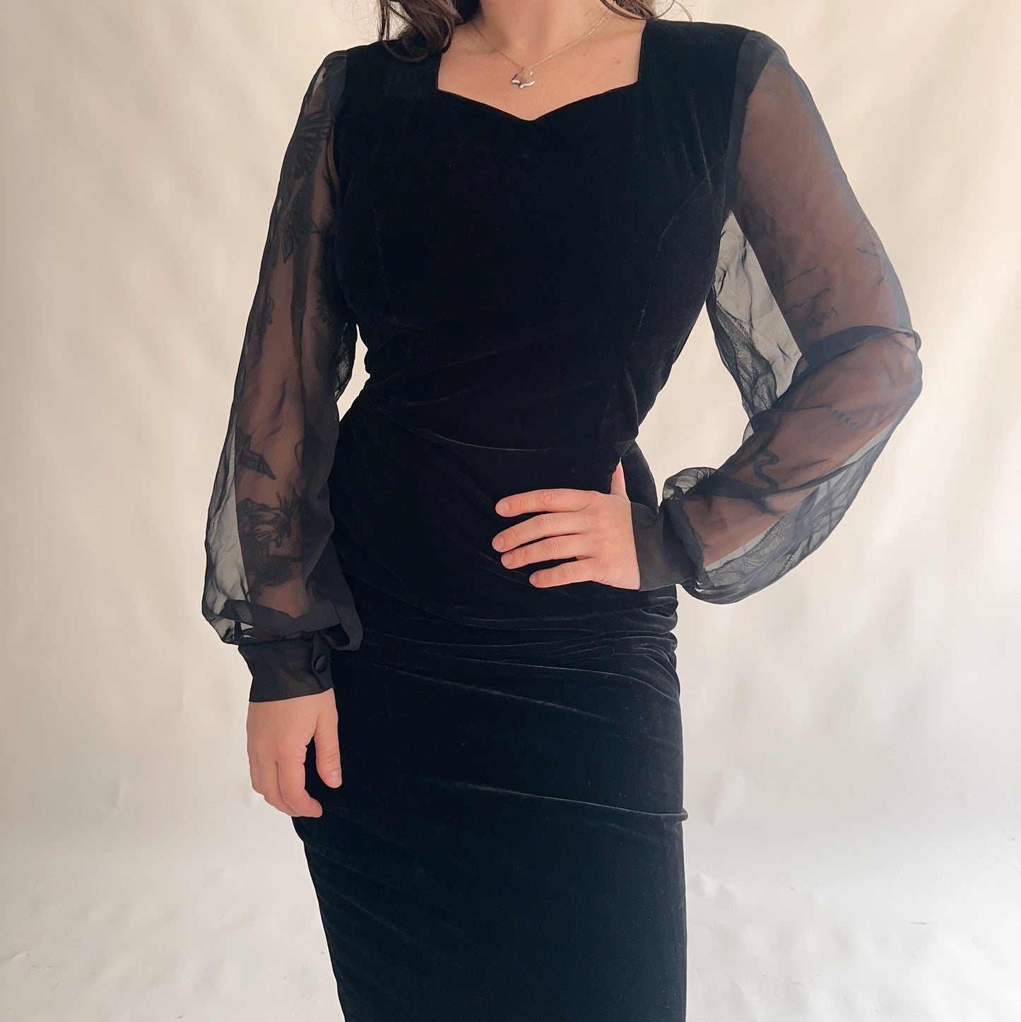 vestido vintage veludo anos 80s (L)