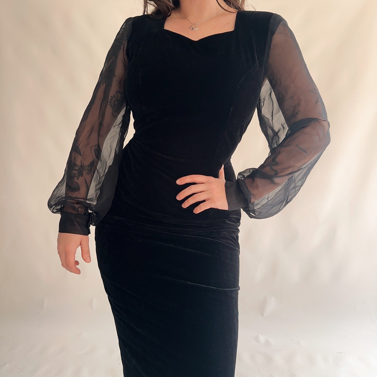 vestido vintage veludo anos 80s (L)