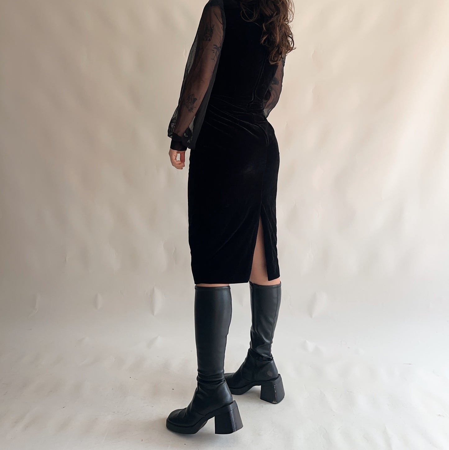 vestido vintage veludo anos 80s (L)