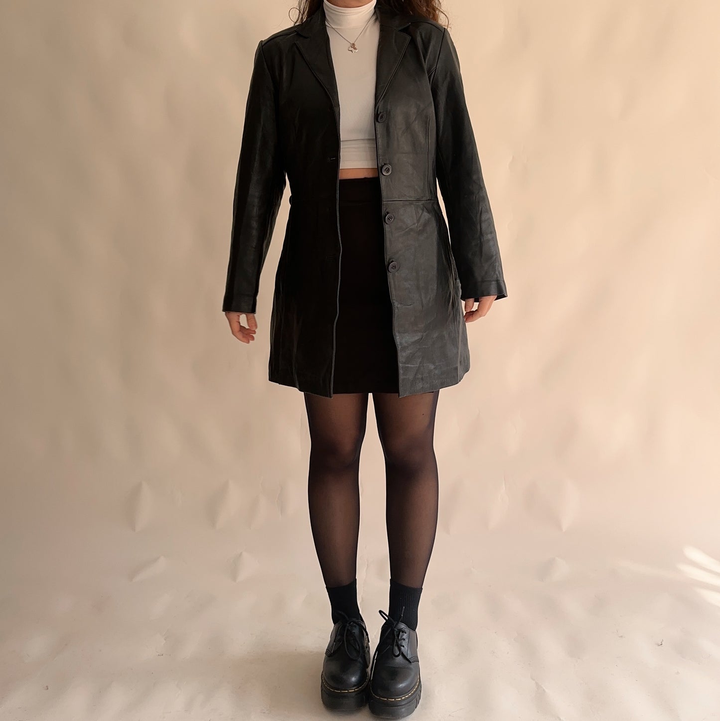 Casaco Vintage de Pele minimal 90s (M-L)