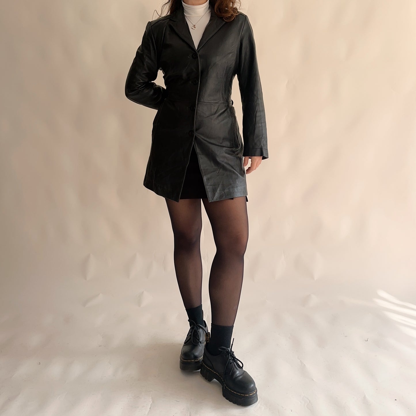 Casaco Vintage de Pele minimal 90s (M-L)