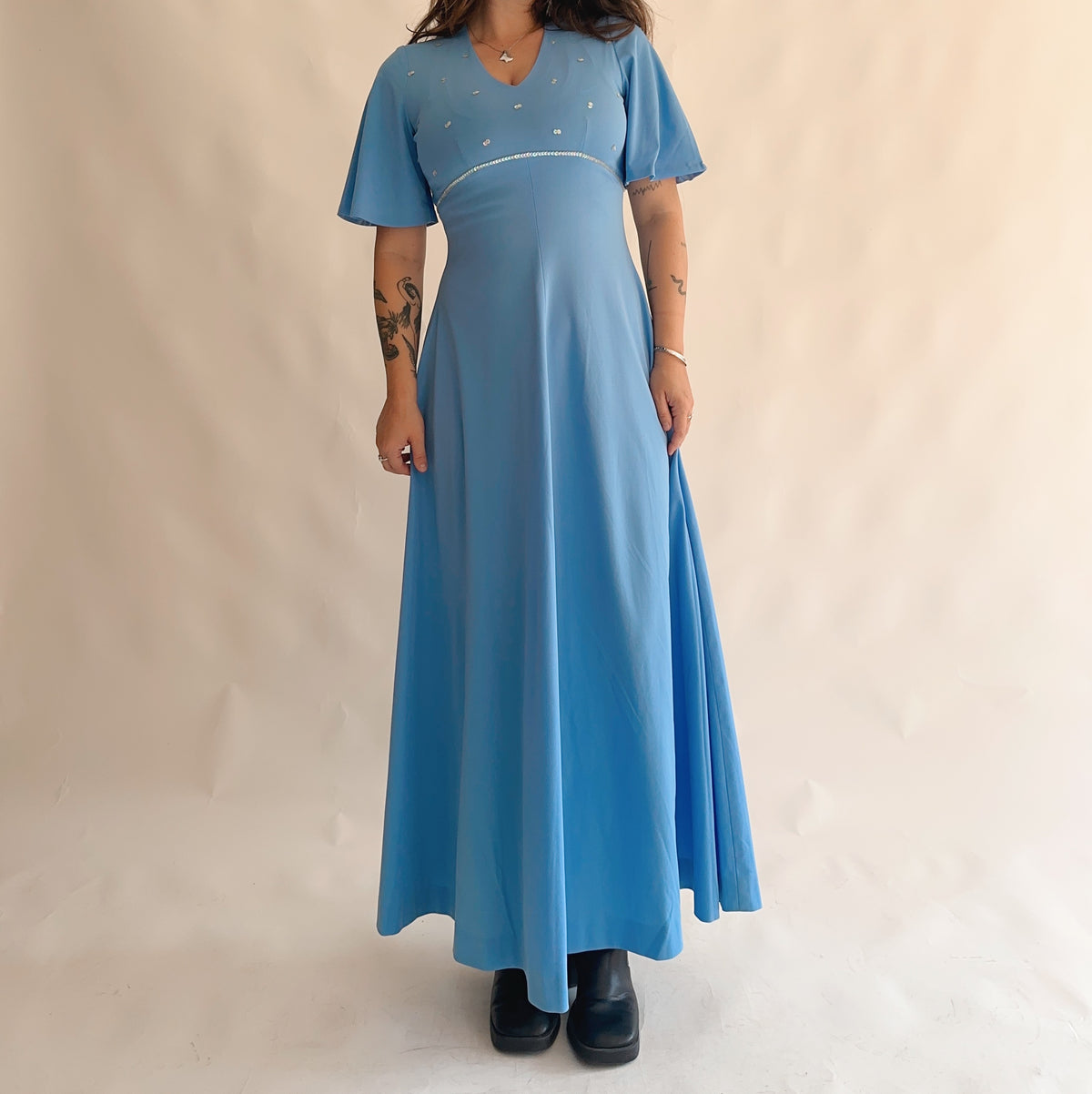 vestido vintage 70s maxi (M)