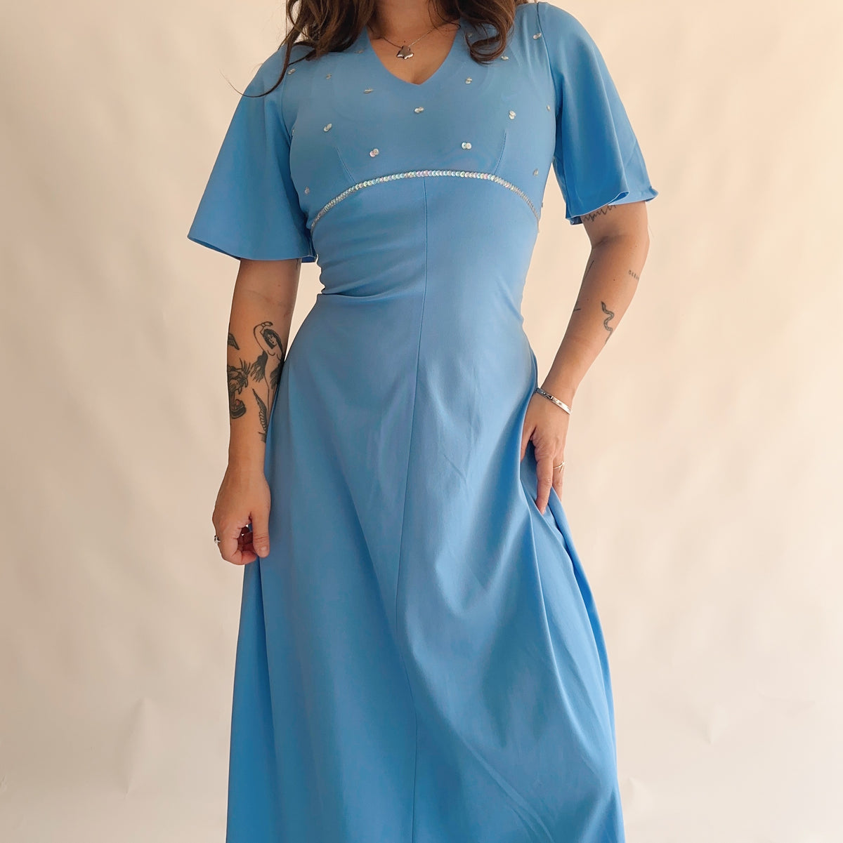 vestido vintage 70s maxi (M)