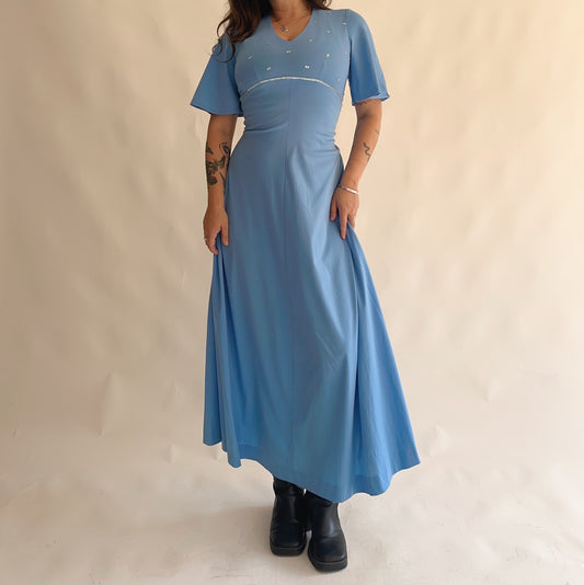 vestido vintage 70s maxi (M)