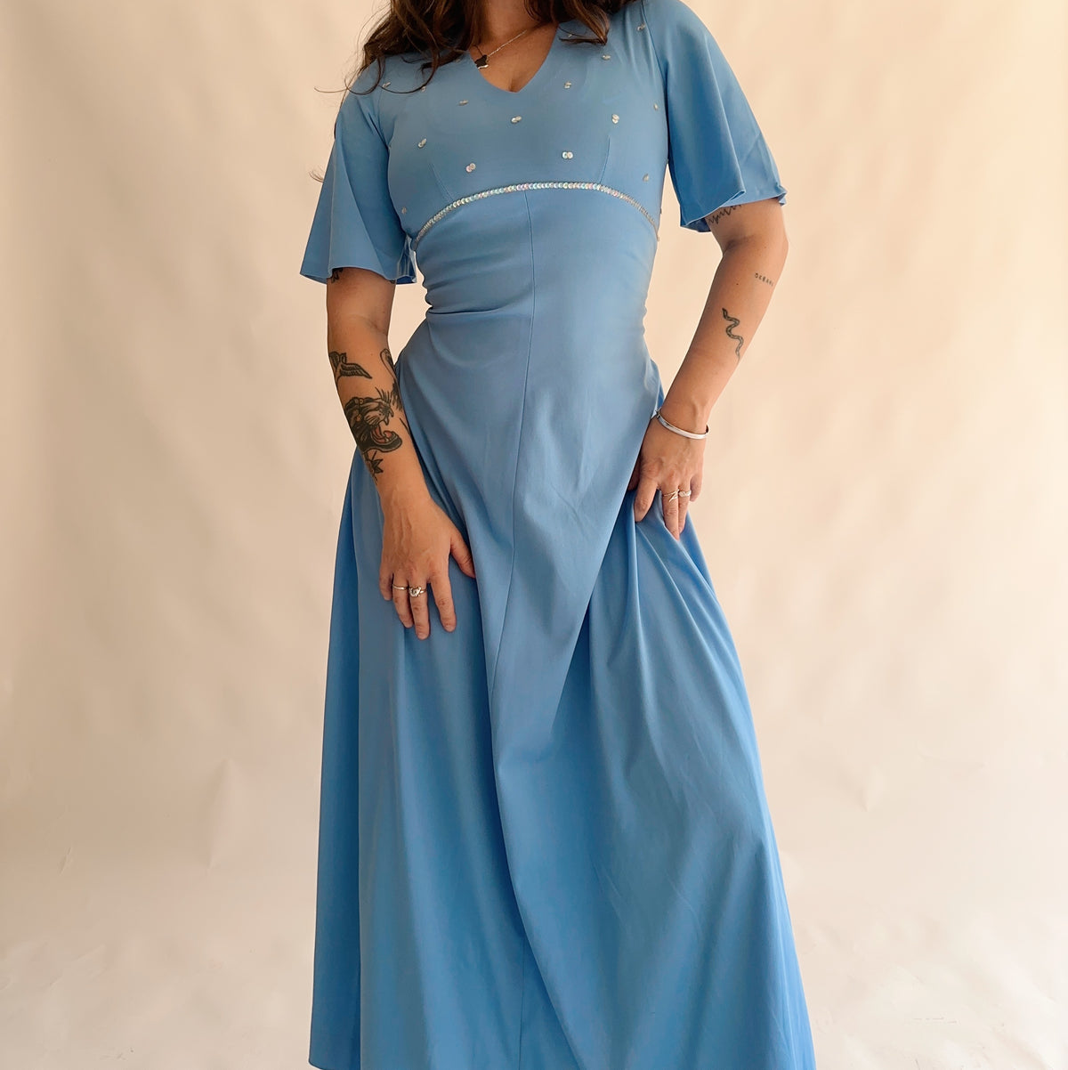 vestido vintage 70s maxi (M)