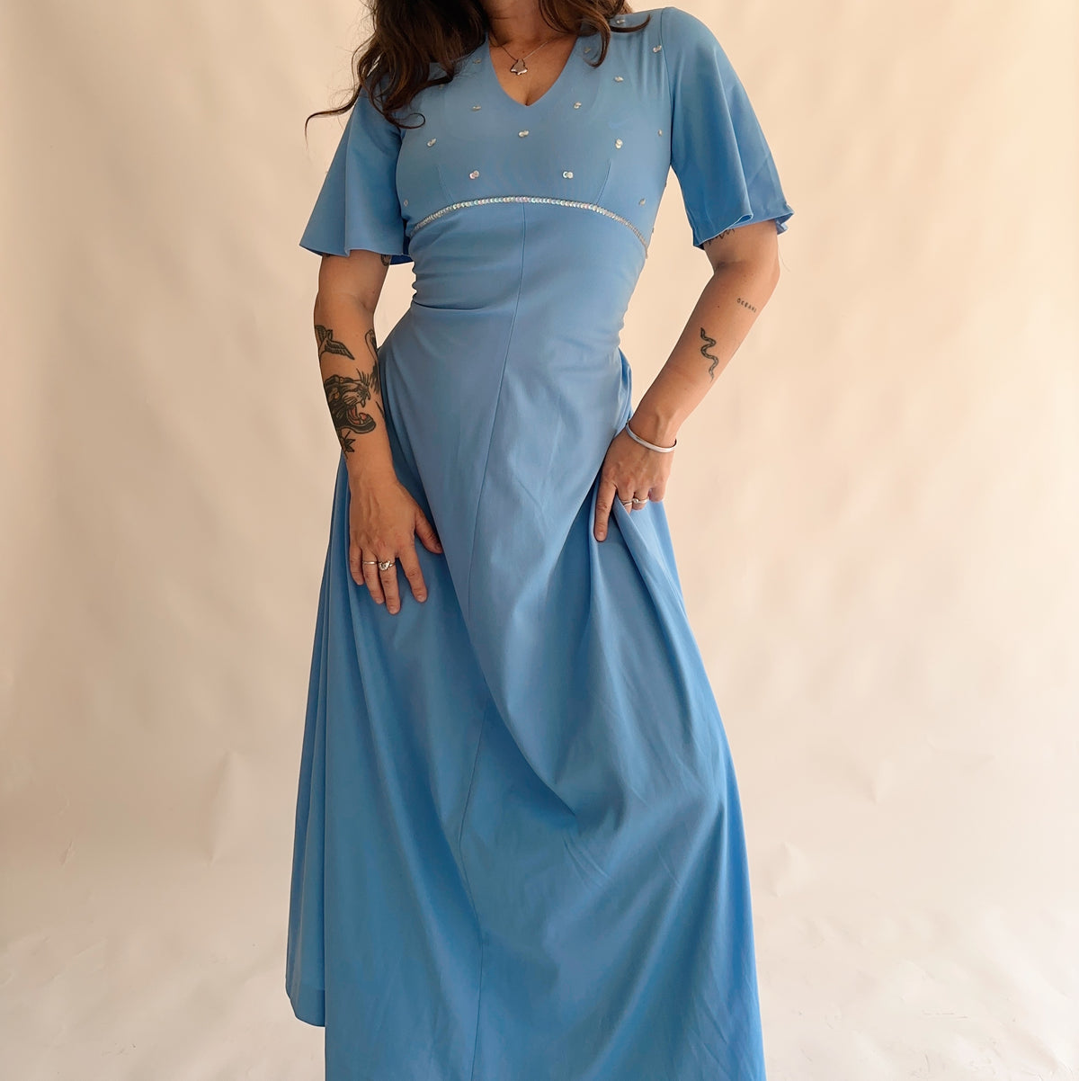 vestido vintage 70s maxi (M)