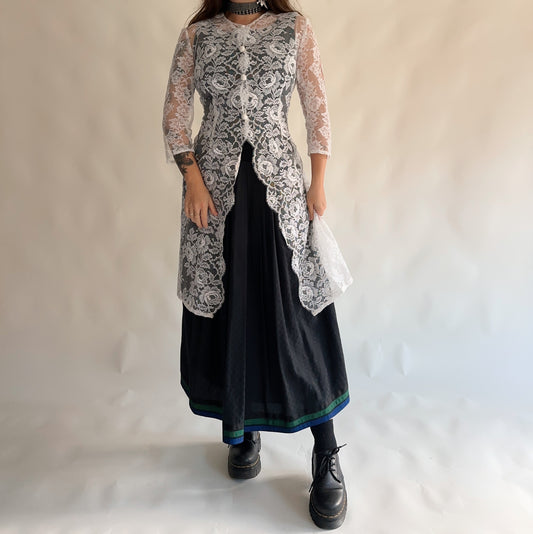 Vestido/Sobreposição rendado vintage (M)