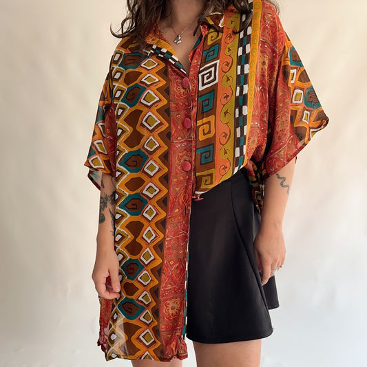 camisa vintage 90s com padrões (XXL)