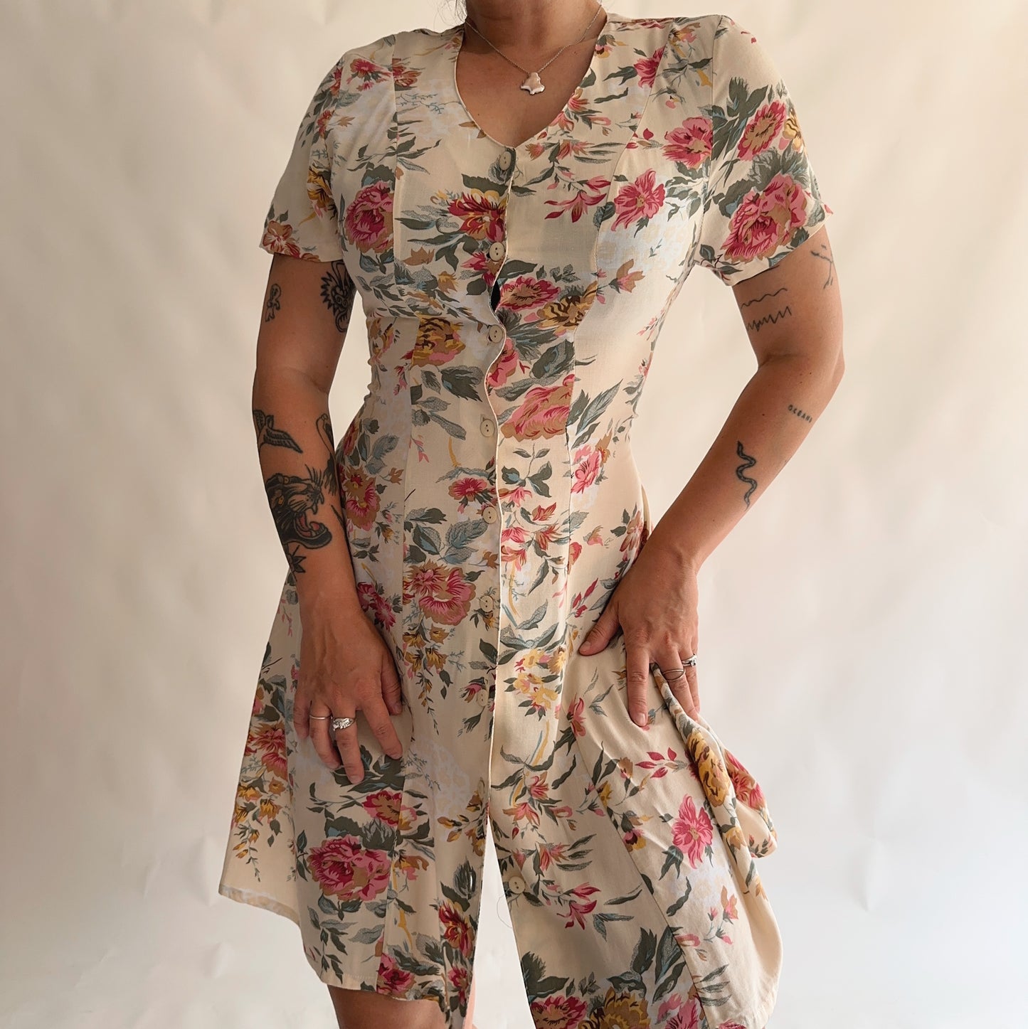 vestido vintgae 90s floral (M)
