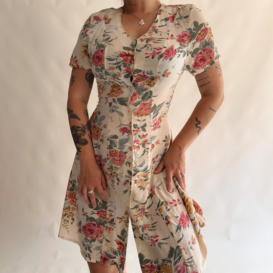 vestido vintgae 90s floral (M)