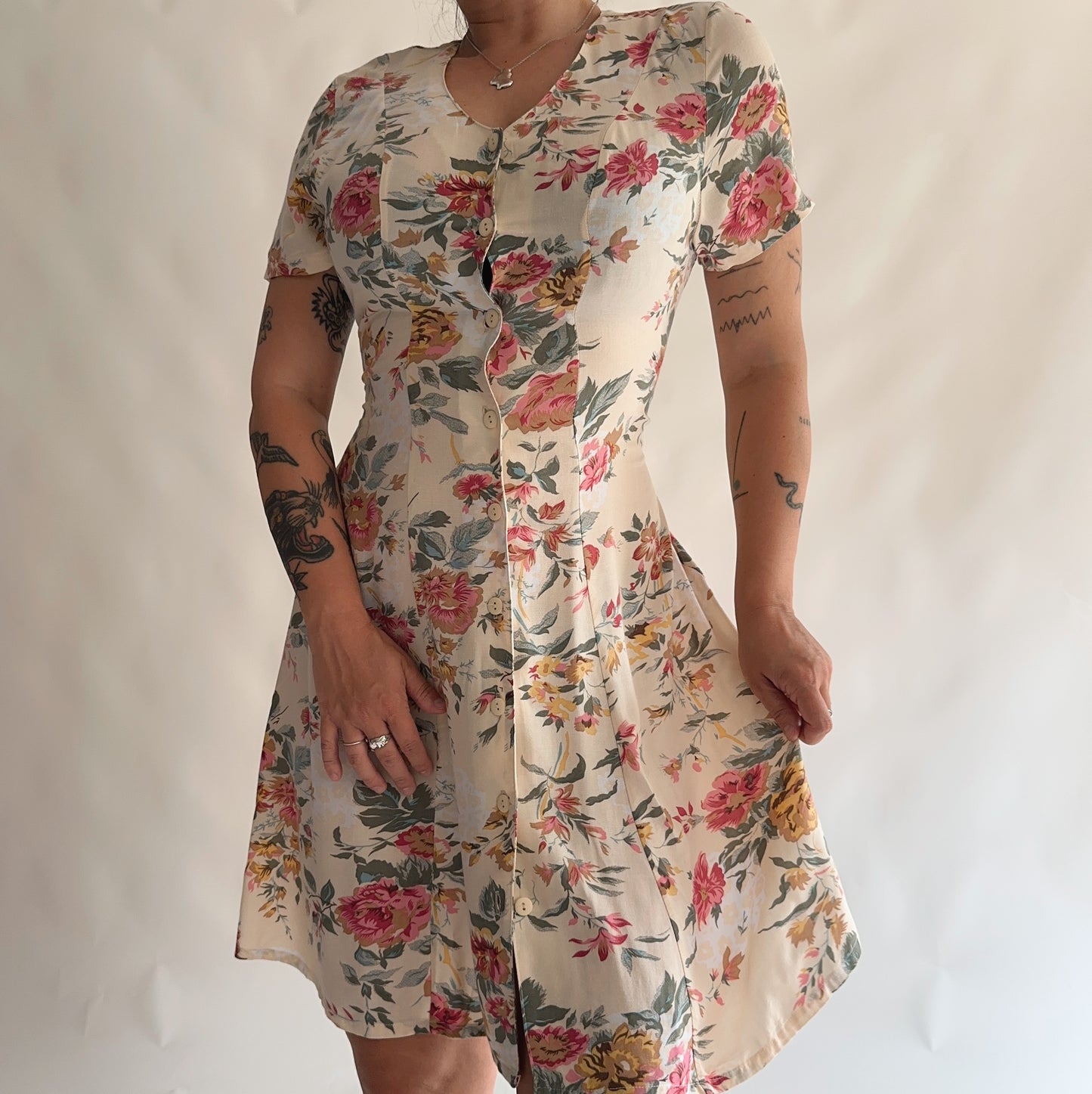 vestido vintgae 90s floral (M)