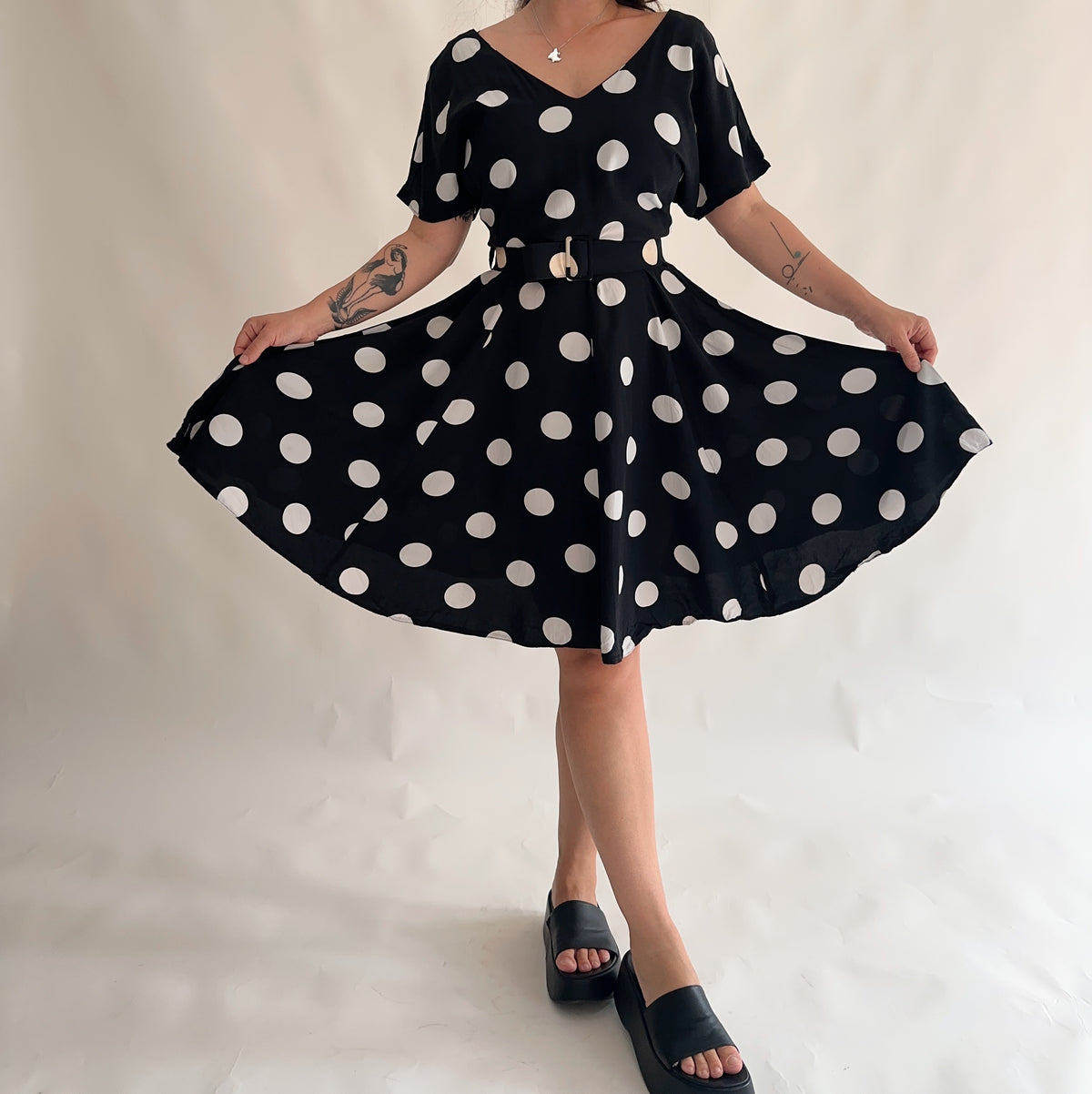 vestido vintage polkadot (M)