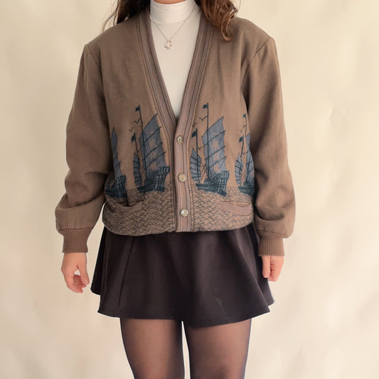 Cardigan Vintage Japonês 100% Lã (M-L)