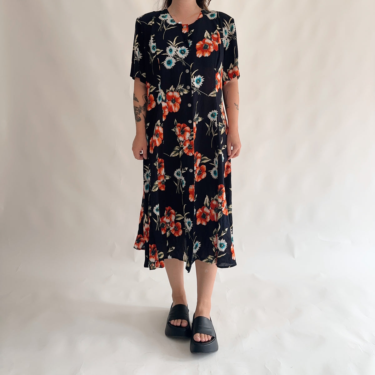 vestido vintage midi floral (XL)