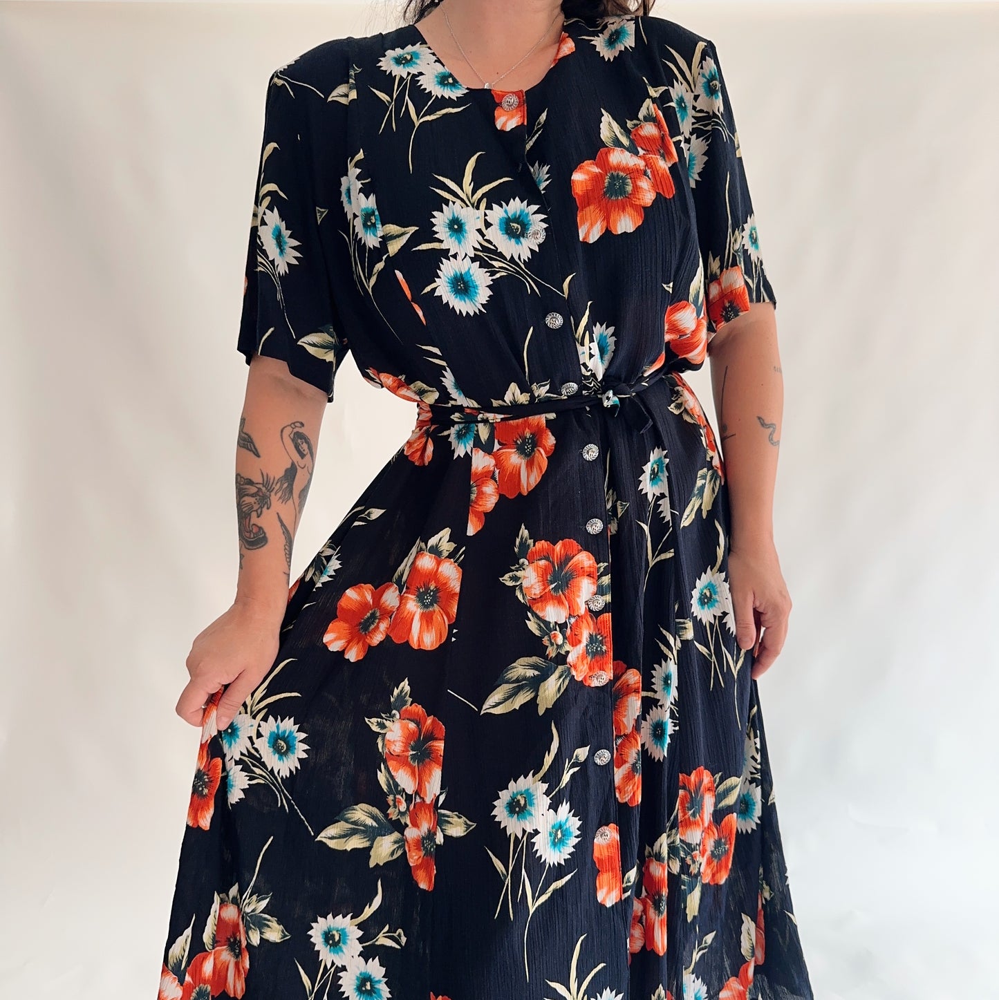 vestido vintage midi floral (XL)