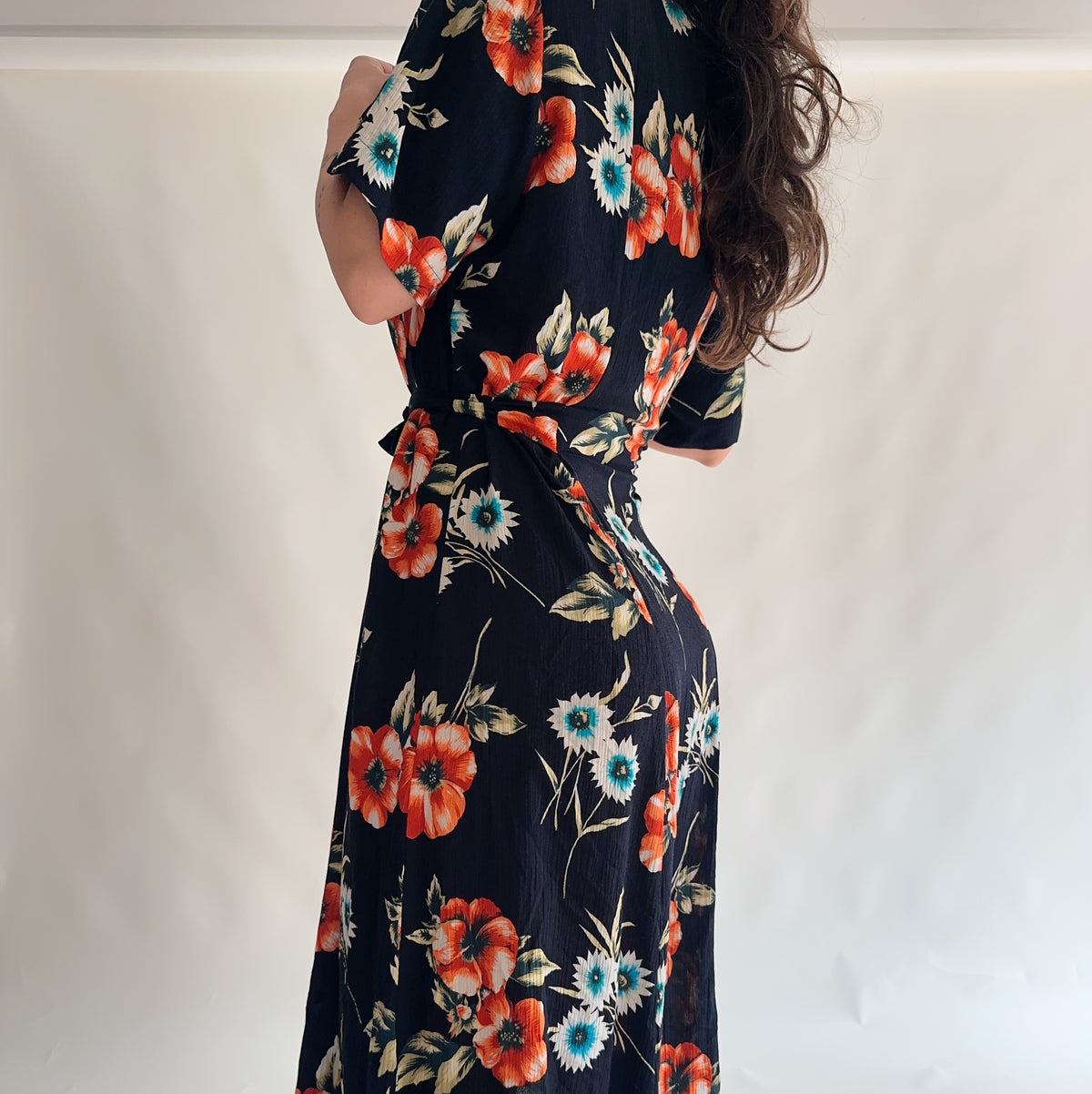 vestido vintage midi floral (XL)