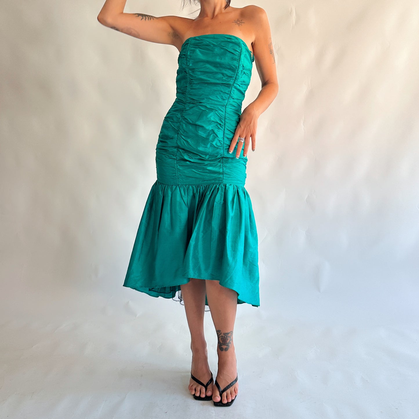 vestido vintage 80s seda (S)