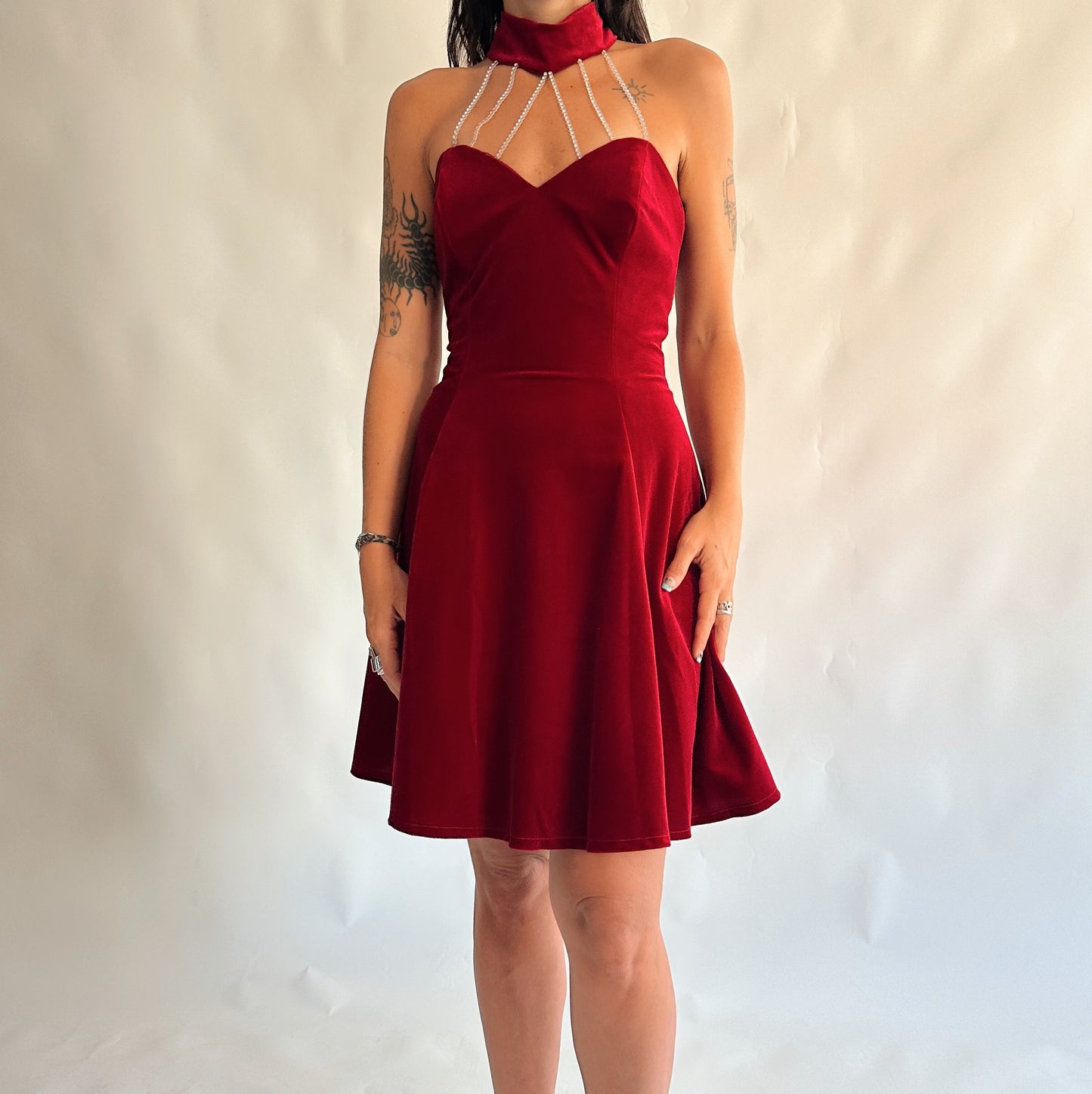 vestido vintage 90s de veludo (S-M)