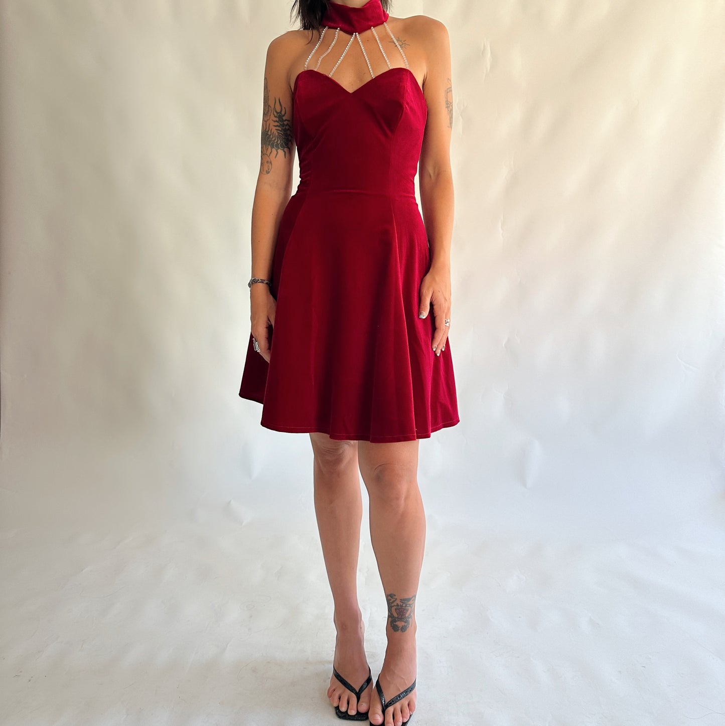 vestido vintage 90s de veludo (S-M)