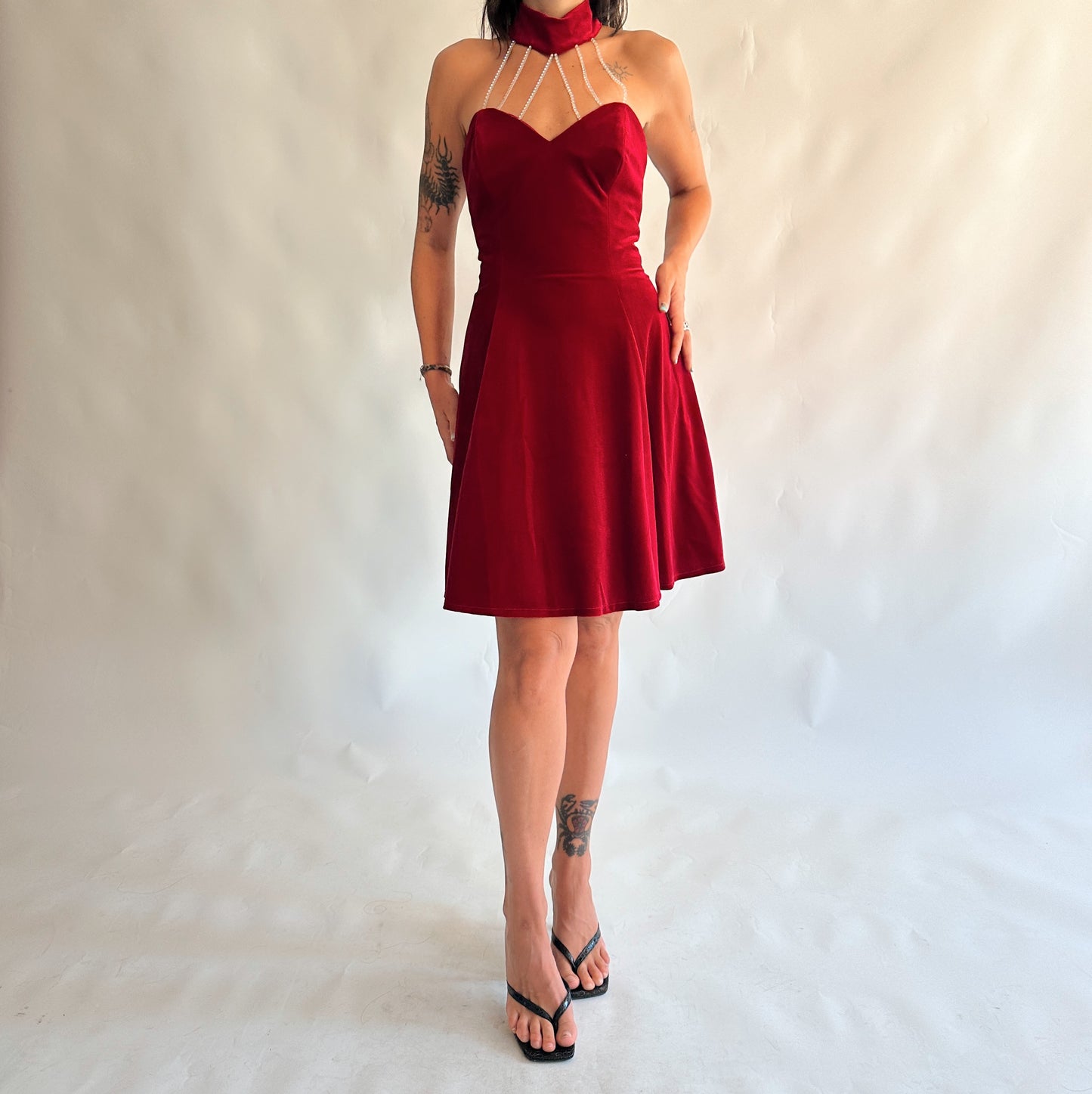 vestido vintage 90s de veludo (S-M)