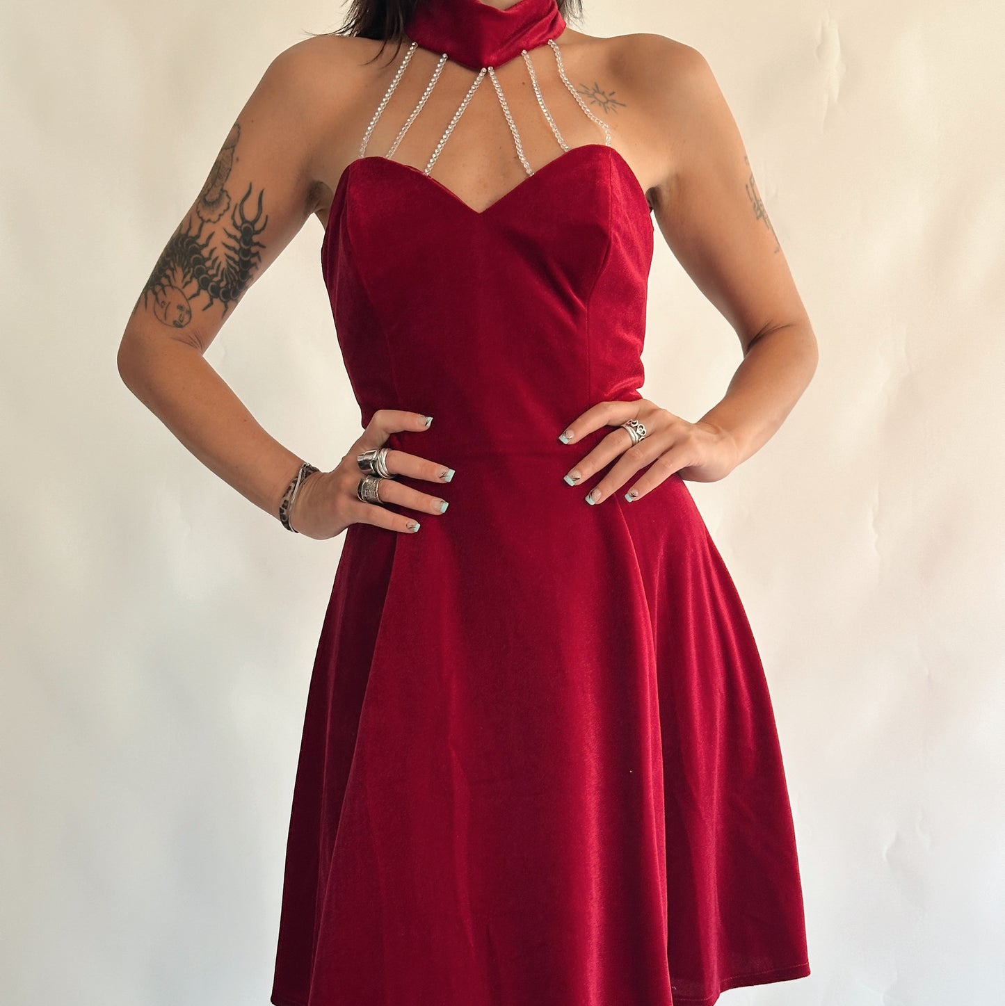 vestido vintage 90s de veludo (S-M)