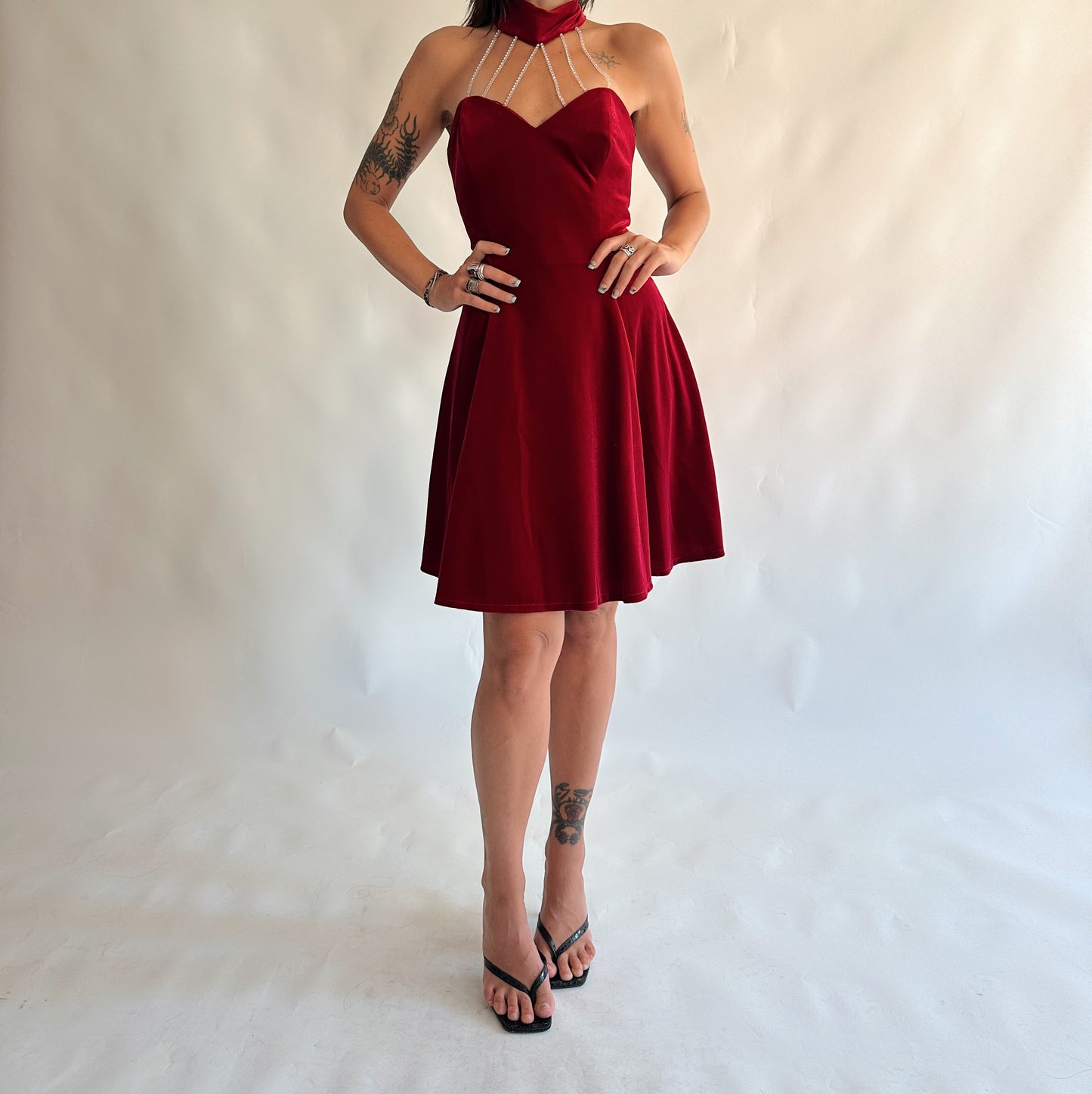 vestido vintage 90s de veludo (S-M)