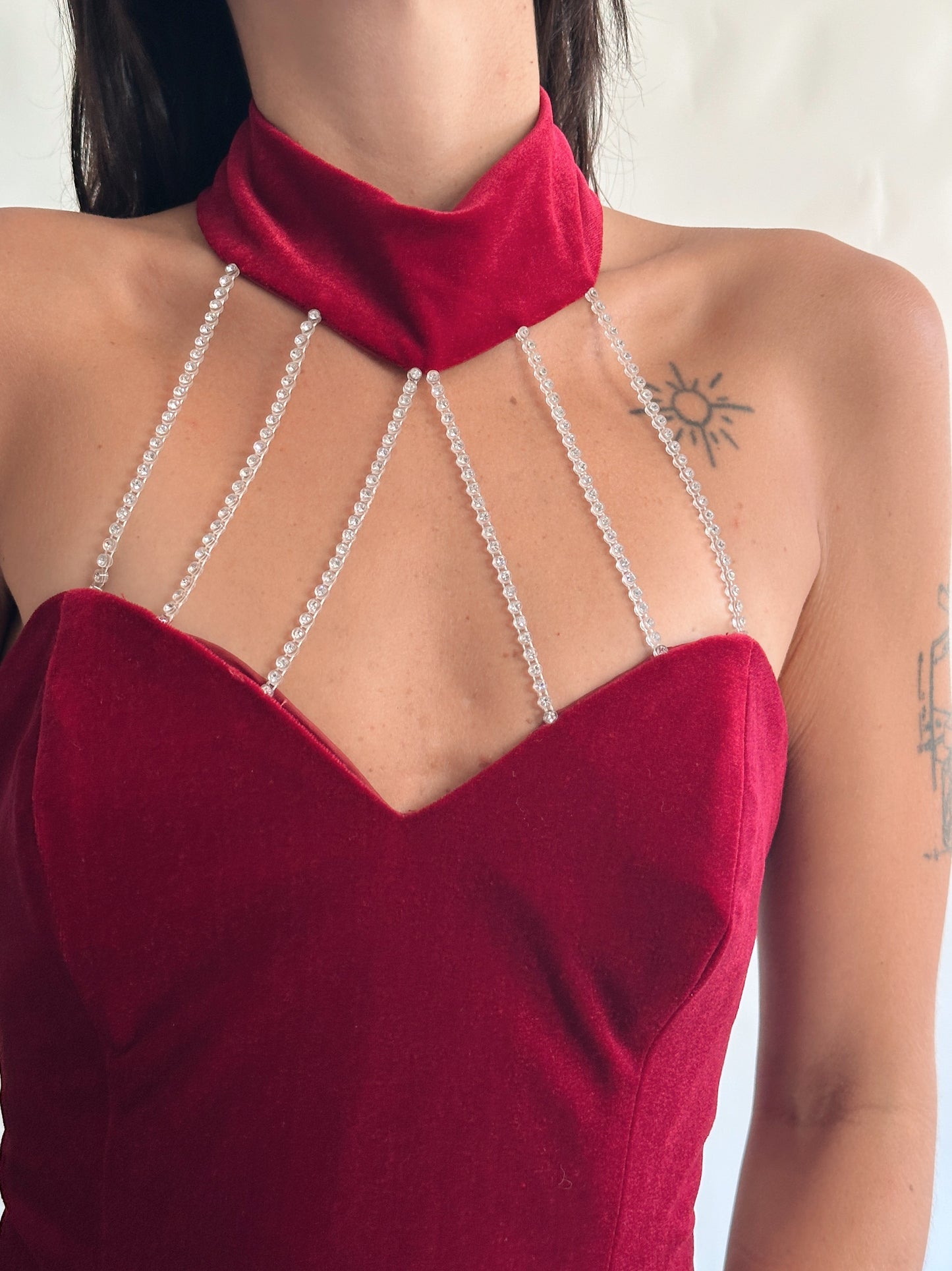 vestido vintage 90s de veludo (S-M)