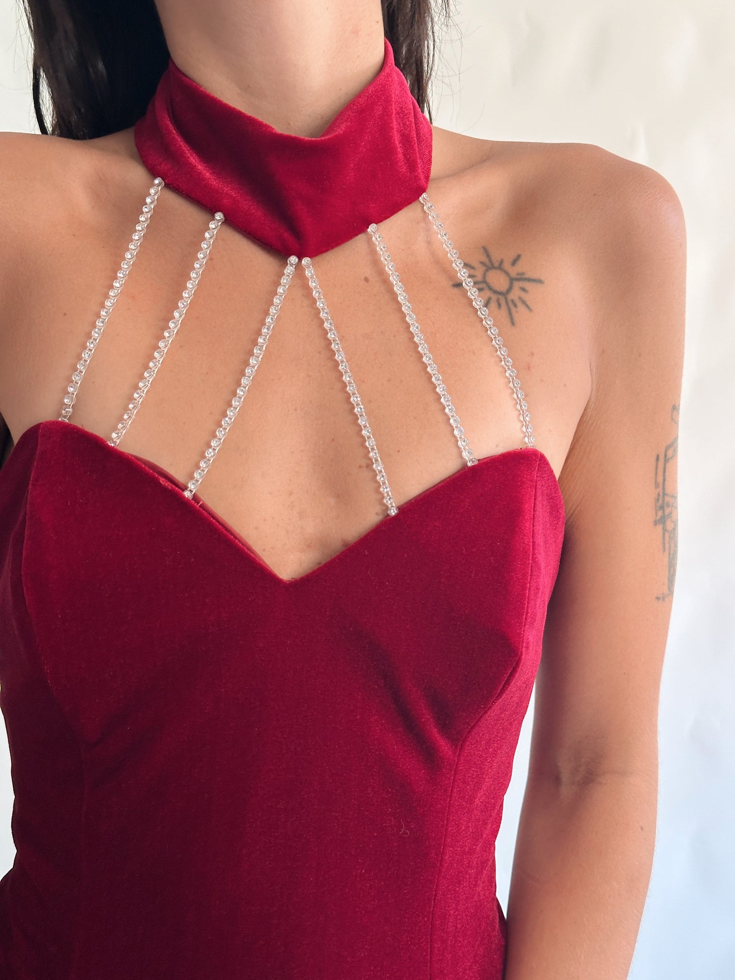 vestido vintage 90s de veludo (S-M)