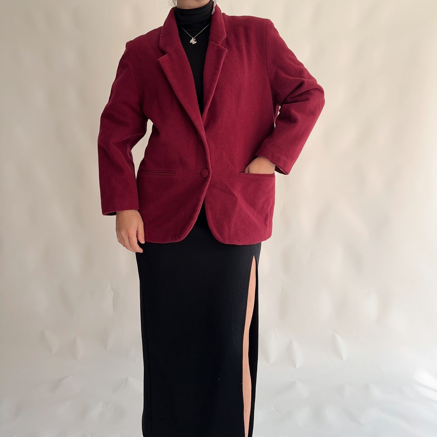 Vintage Bordeaux Wool Blazer (ML)