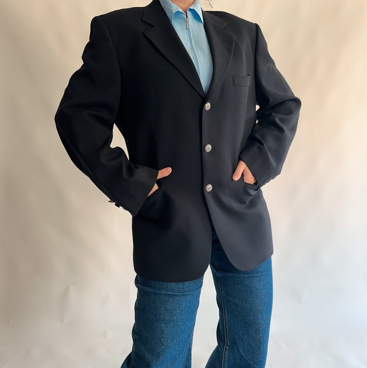 blazer vintage 100% lã virgem (XL)