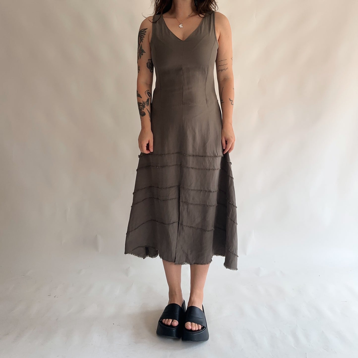 vestido vintage seda + linho (M)