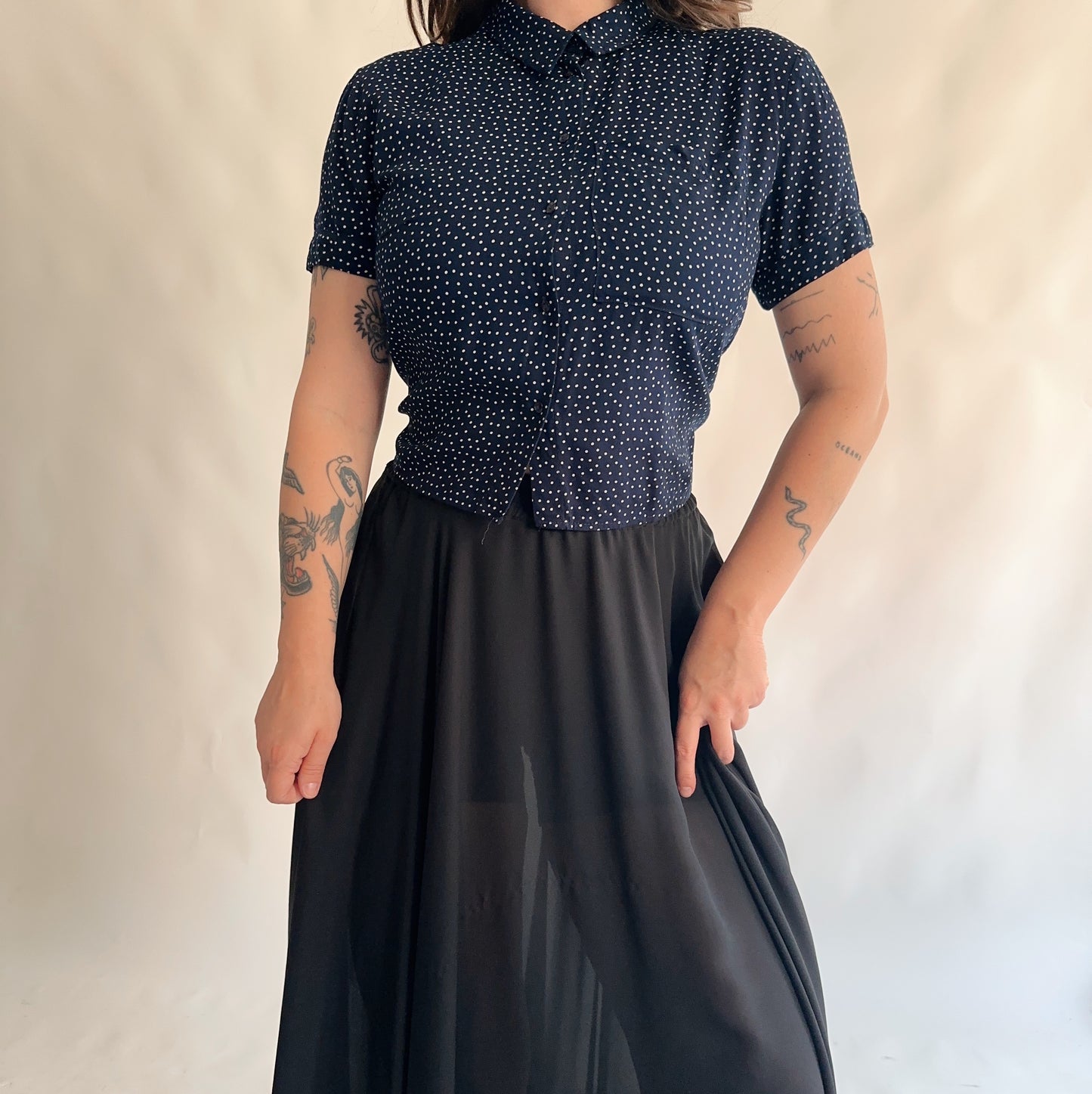 camisa vintage 90s polka dot (M)