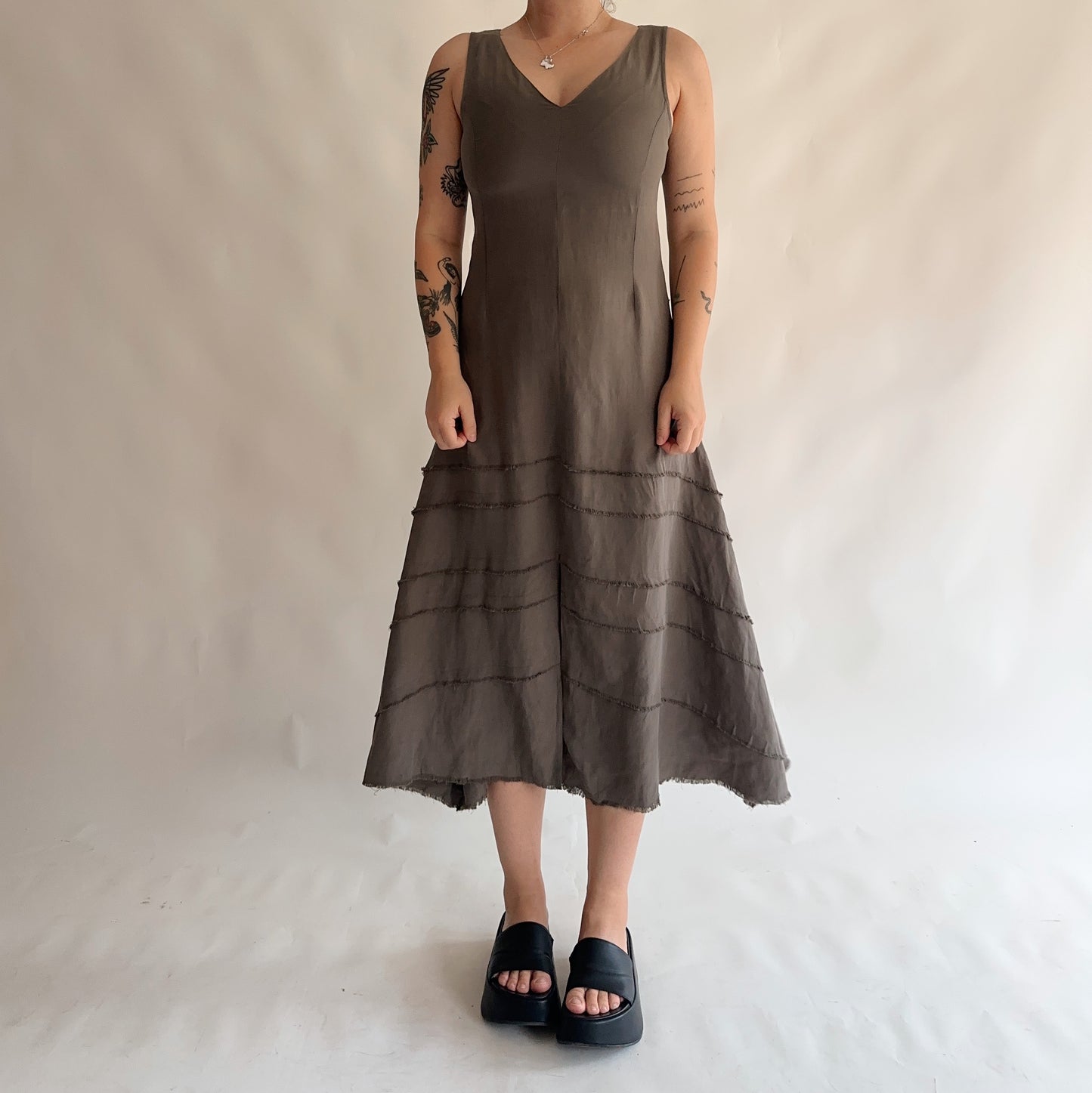 vestido vintage seda + linho (M)
