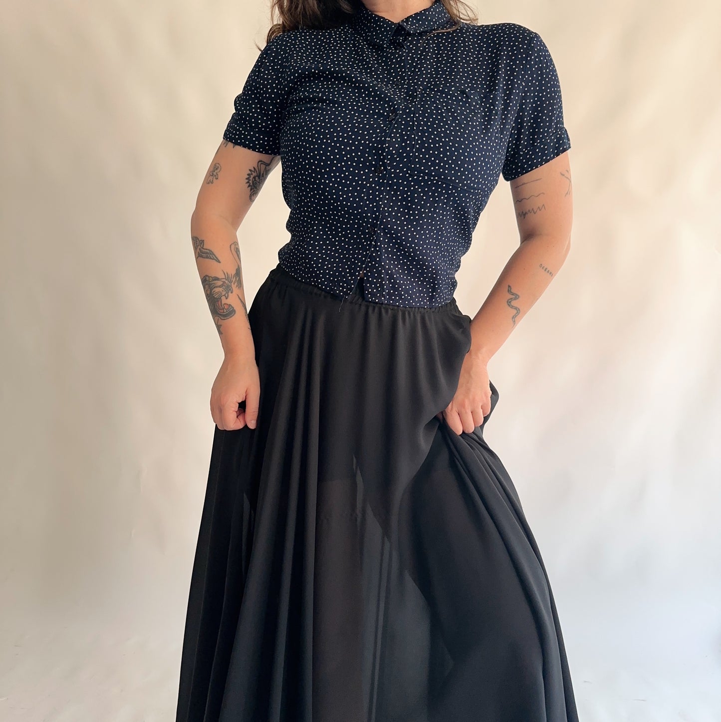 camisa vintage 90s polka dot (M)