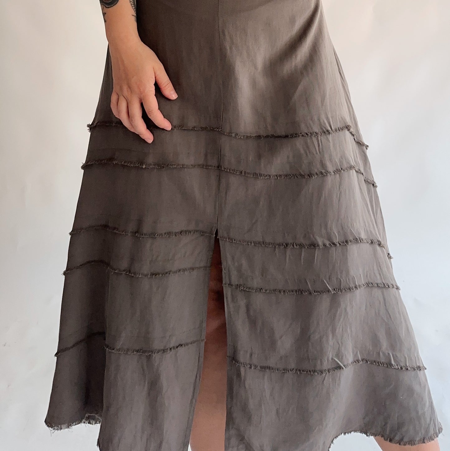 vestido vintage seda + linho (M)